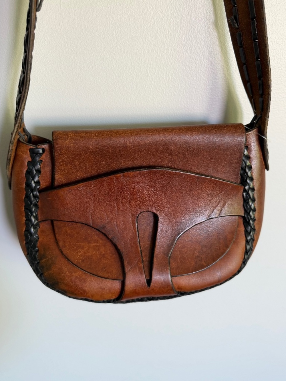 1970s Leather Boho Hippy Purse